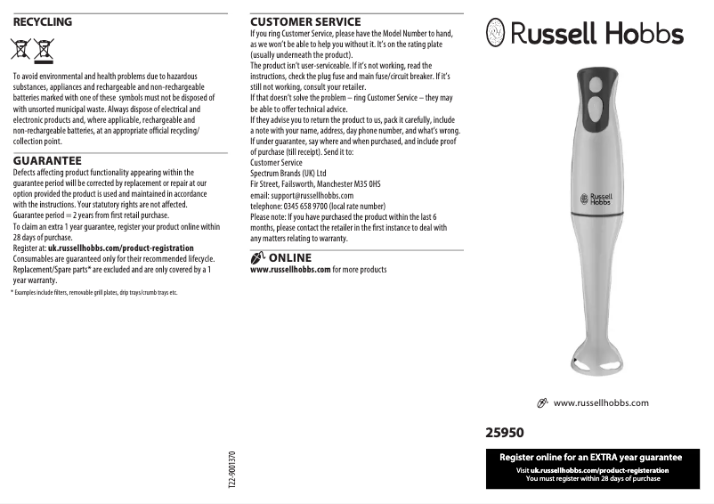 Page 1 de la notice Manuel utilisateur Russell Hobbs Go Create 25950