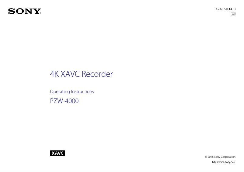 Page 1 de la notice Manuel utilisateur Sony PZW-4000