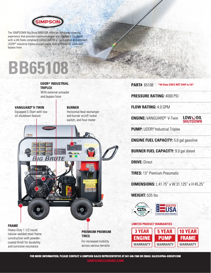 Page n°1 - Fiche technique Simpson Big Brute BB65108