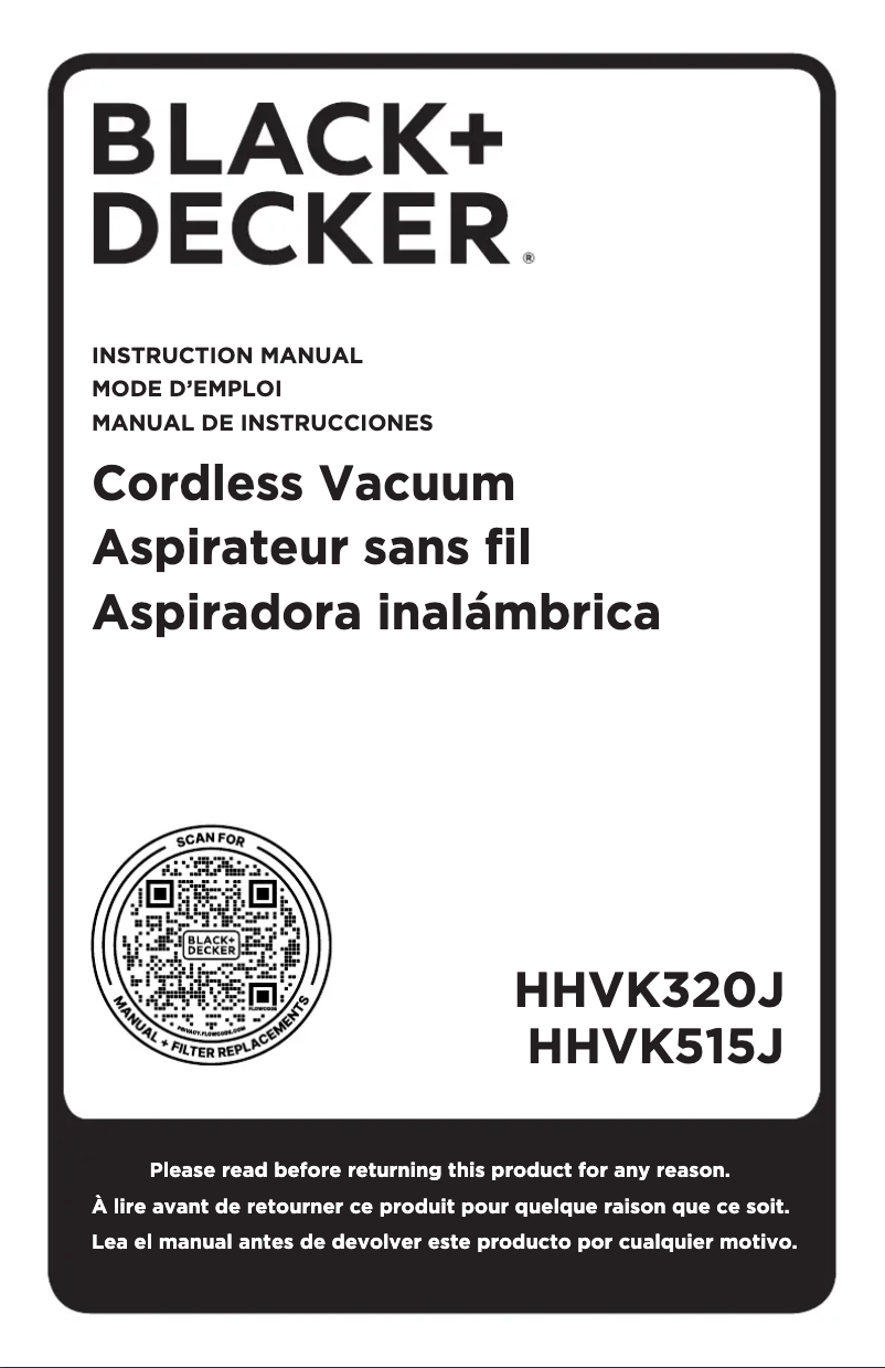 Page 1 de la notice Manuel utilisateur Black & Decker HHVK320J
