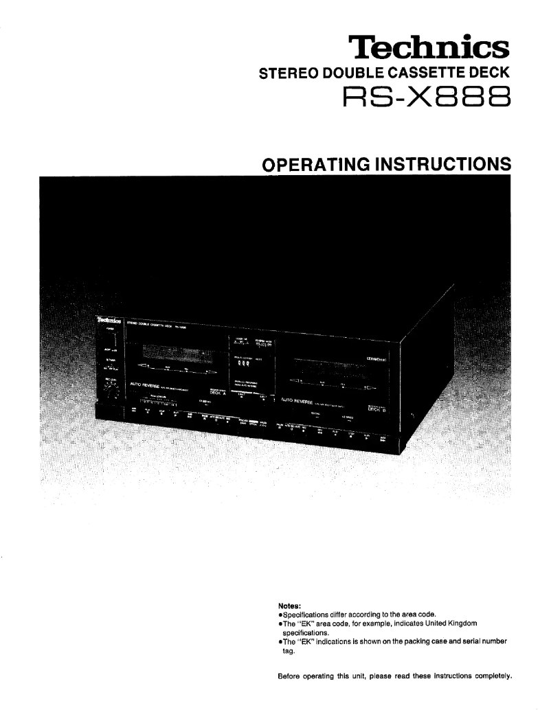 Page 1 de la notice Manuel utilisateur Technics RS-X888