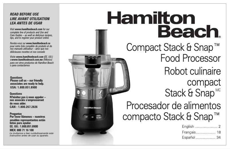 Page 1 de la notice Manuel utilisateur Hamilton Beach 70510