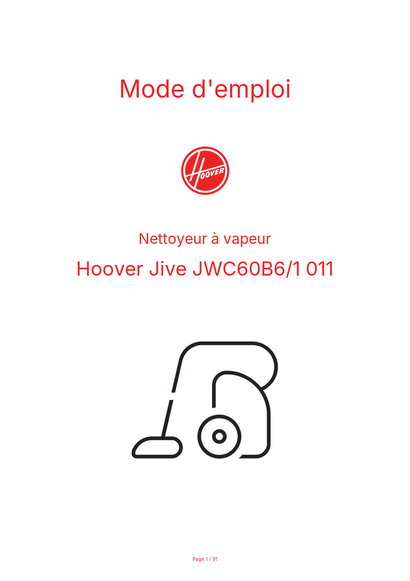 Page n°1 - Mode d'emploi Hoover Jive JWC60B6/1 011