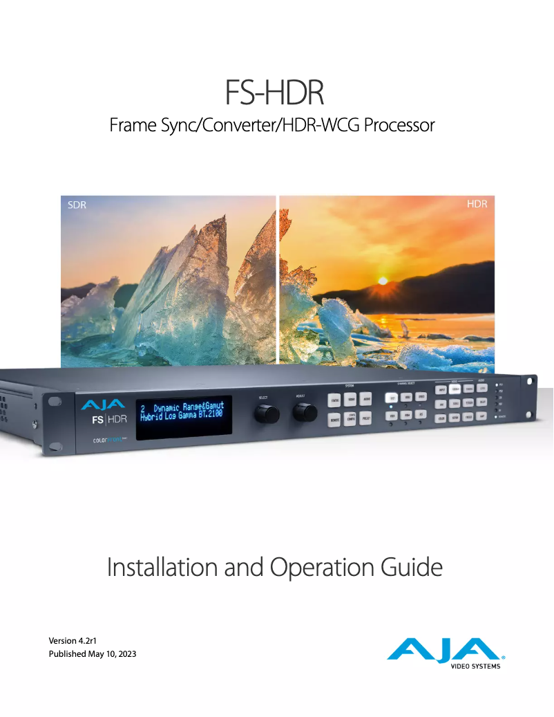 Page 1 de la notice Manuel utilisateur AJA FS-HDR
