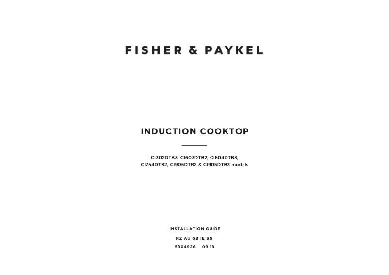 Page n°1 - Guide d'installation Fisher & Paykel CI302DTB3