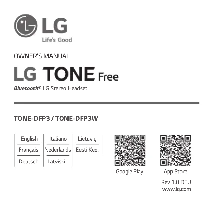 Image de la première page du manuel de l'appareil Tone Free TONE-DFP3