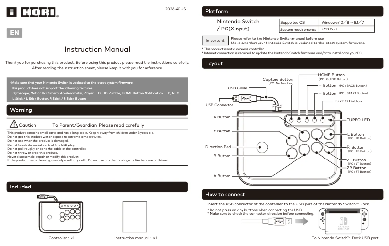 Image de la première page du manuel de l'appareil Fighting Stick Mini