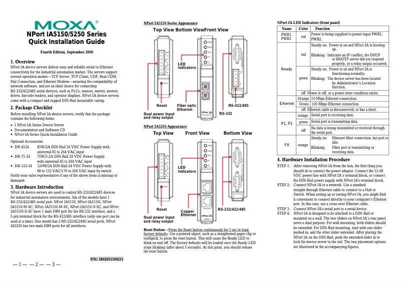 Image de la première page du manuel de l'appareil NPort IA-5150I-M-SC