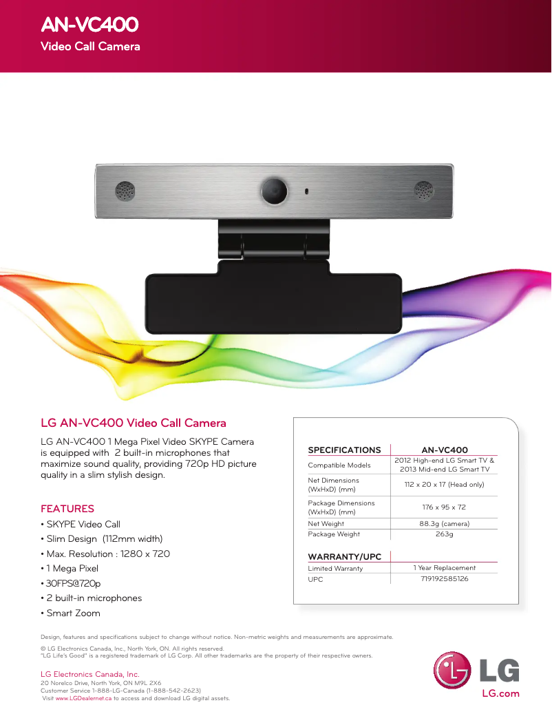 Image de la première page du manuel de l'appareil AN-VC400