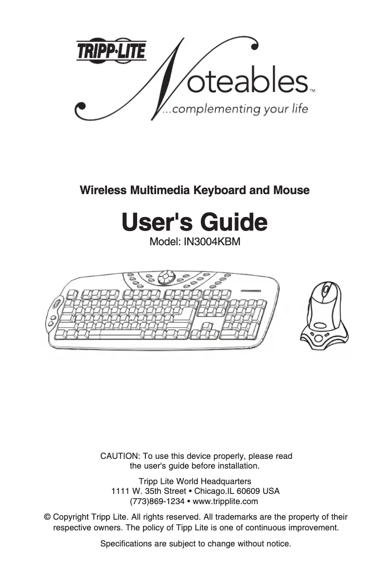 Page 1 de la notice Manuel utilisateur Tripp Lite IN3004KBM