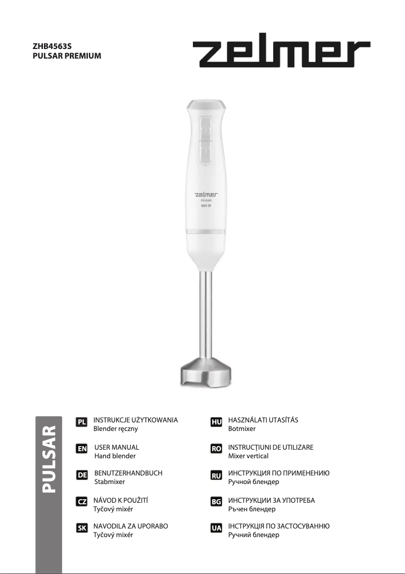 Image de la première page du manuel de l'appareil Pulsar Premium ZHB4563S