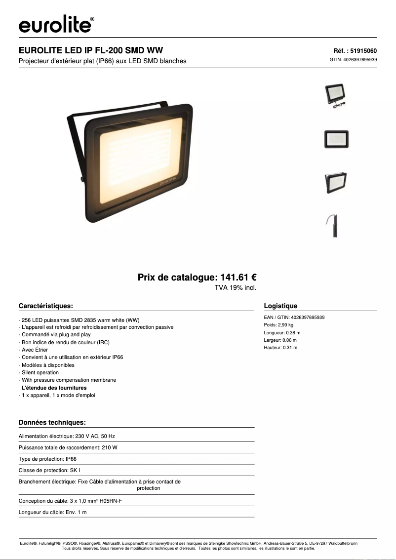 Image de la première page du manuel de l'appareil LED IP FL-200