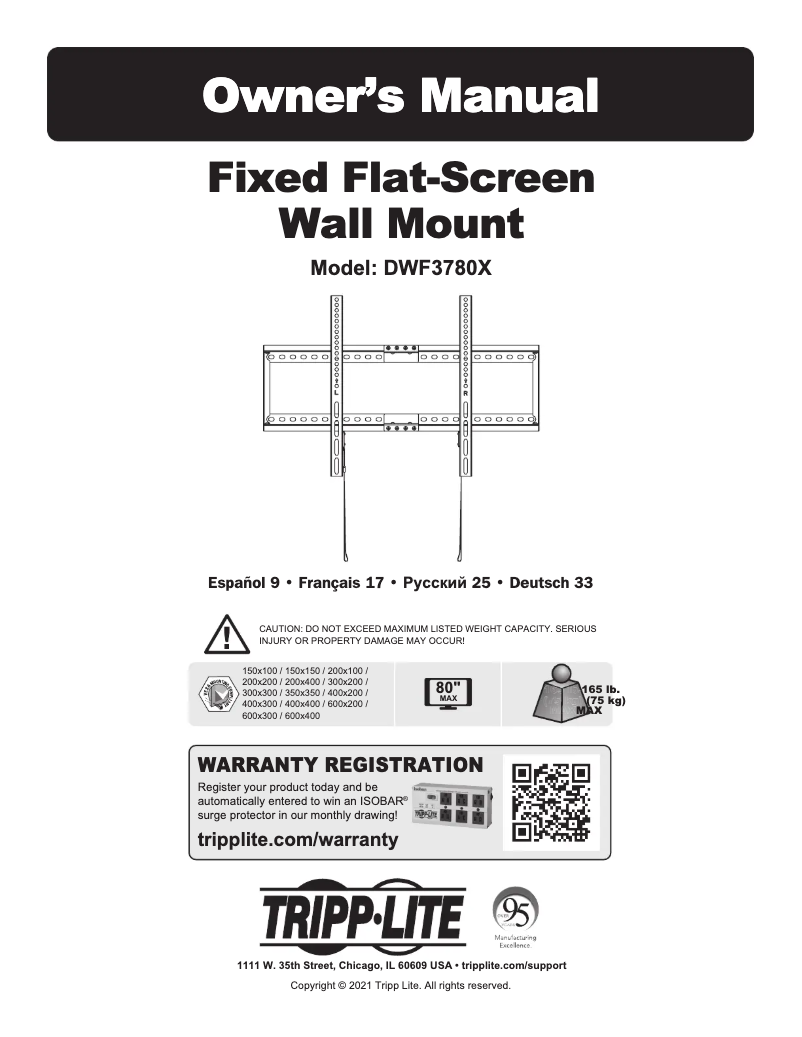 Página 1 del manual Manual de usuario Tripp Lite DWF3780X