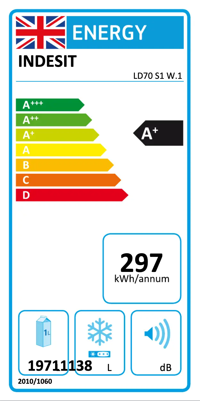 Page n°1 - Label énergétique Indesit LD70 S1 W.1