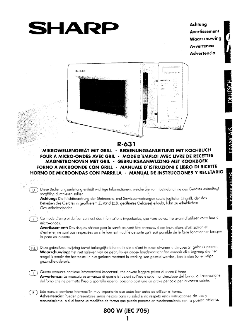 Page 1 de la notice Manuel utilisateur Sharp R631