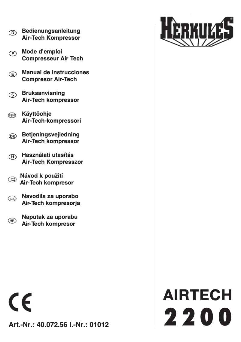 Page 1 de la notice Manuel utilisateur Herkules Airtech 2200