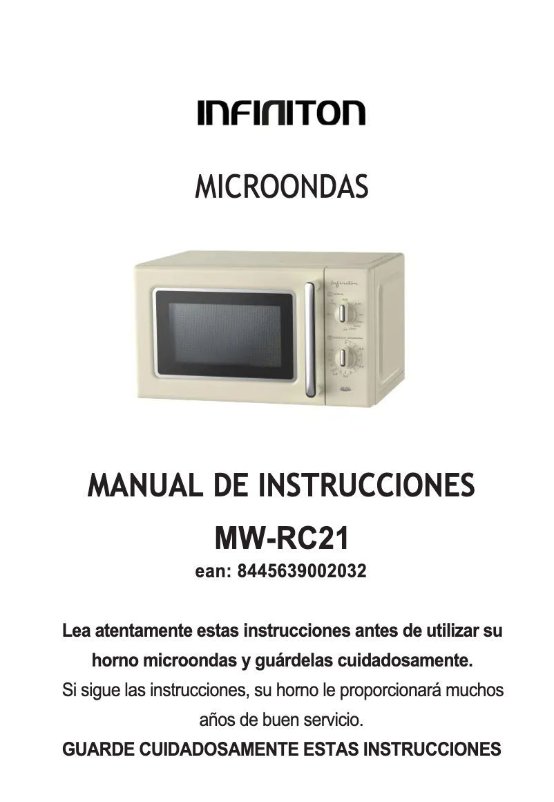 Page n°1 - Manuel utilisateur Infiniton MW-RC21