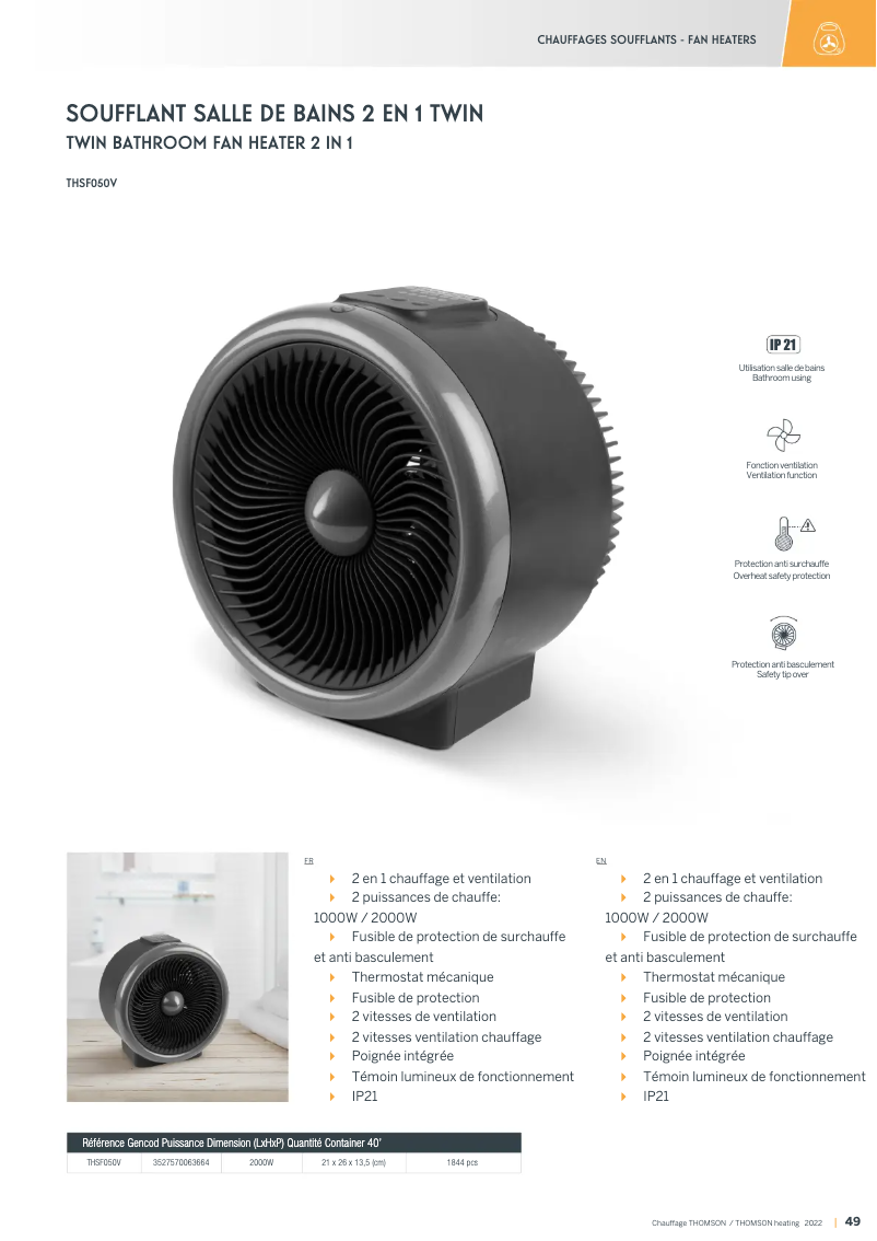 Page n°1 - Fiche technique Thomson THSF050V