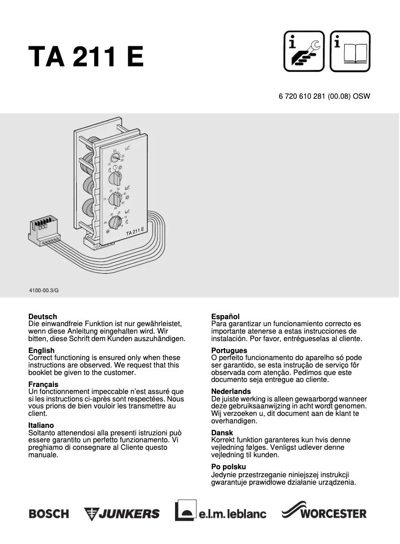 Page n°1 - Manuel utilisateur Bosch TA 211 E