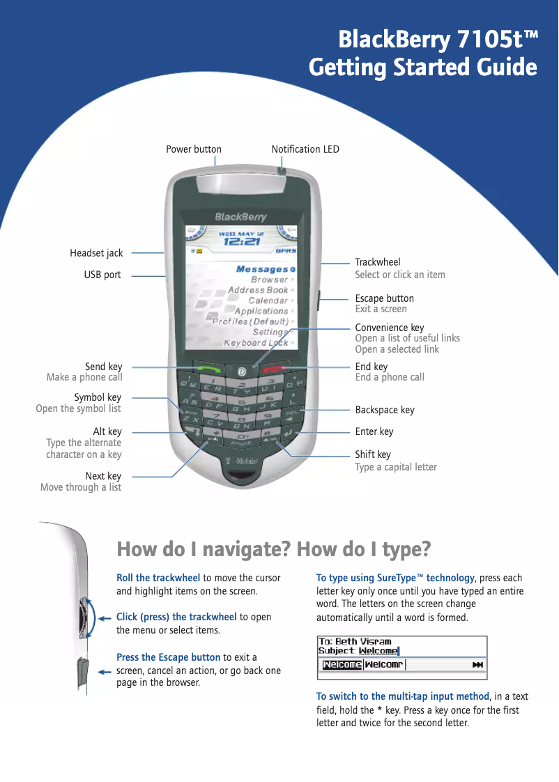 Image de la première page du manuel de l'appareil 7105T