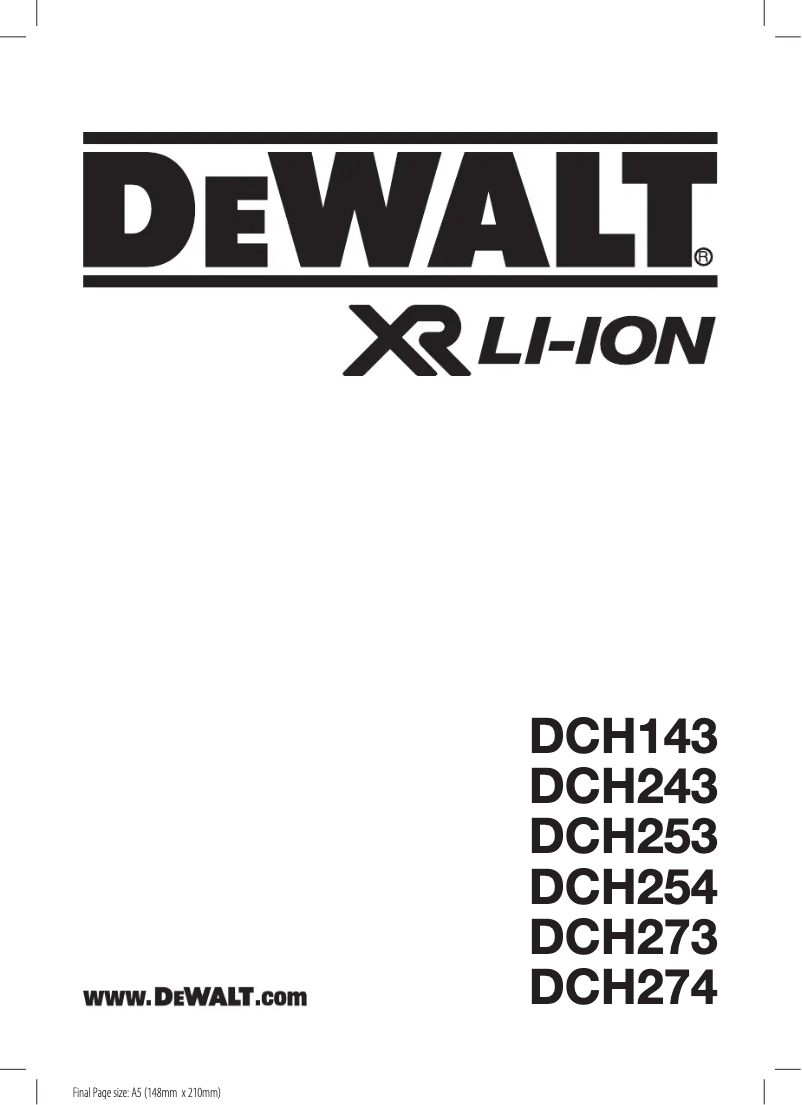 Page 1 de la notice Manuel utilisateur DeWalt DCH143