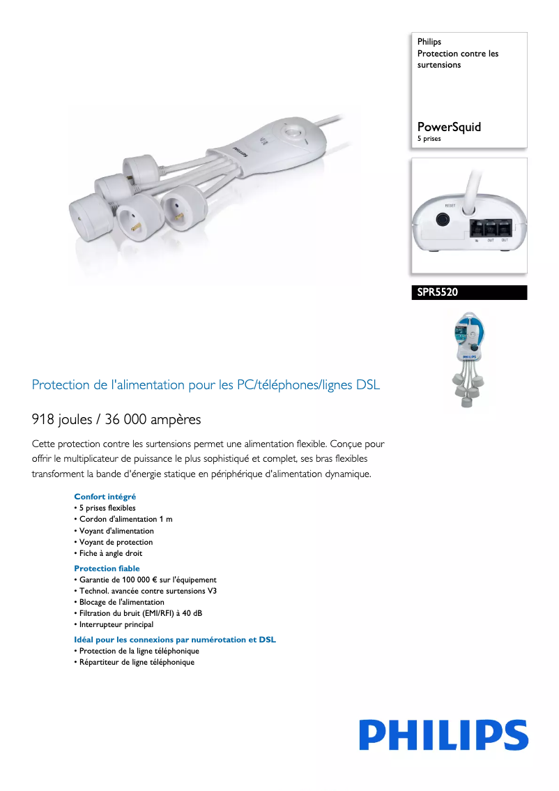 Página 1 del manual Ficha técnica Philips SPR5520