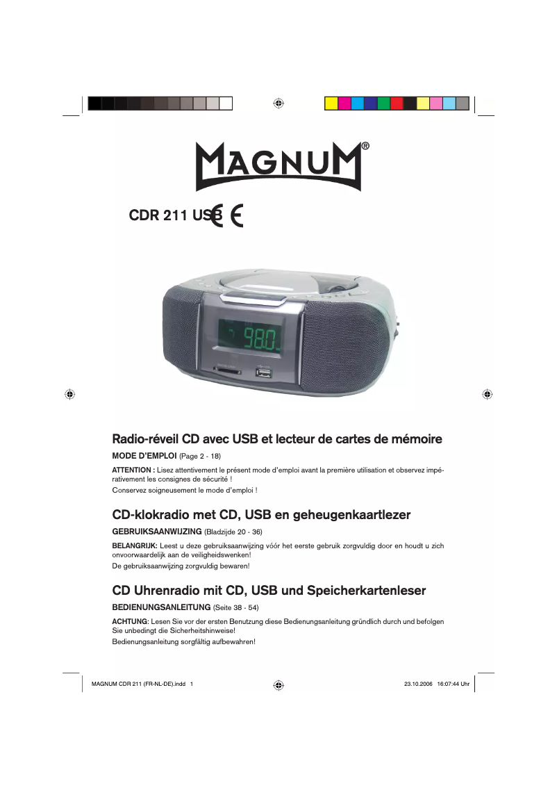 Page 1 de la notice Manuel utilisateur Magnum CDR 211 USB