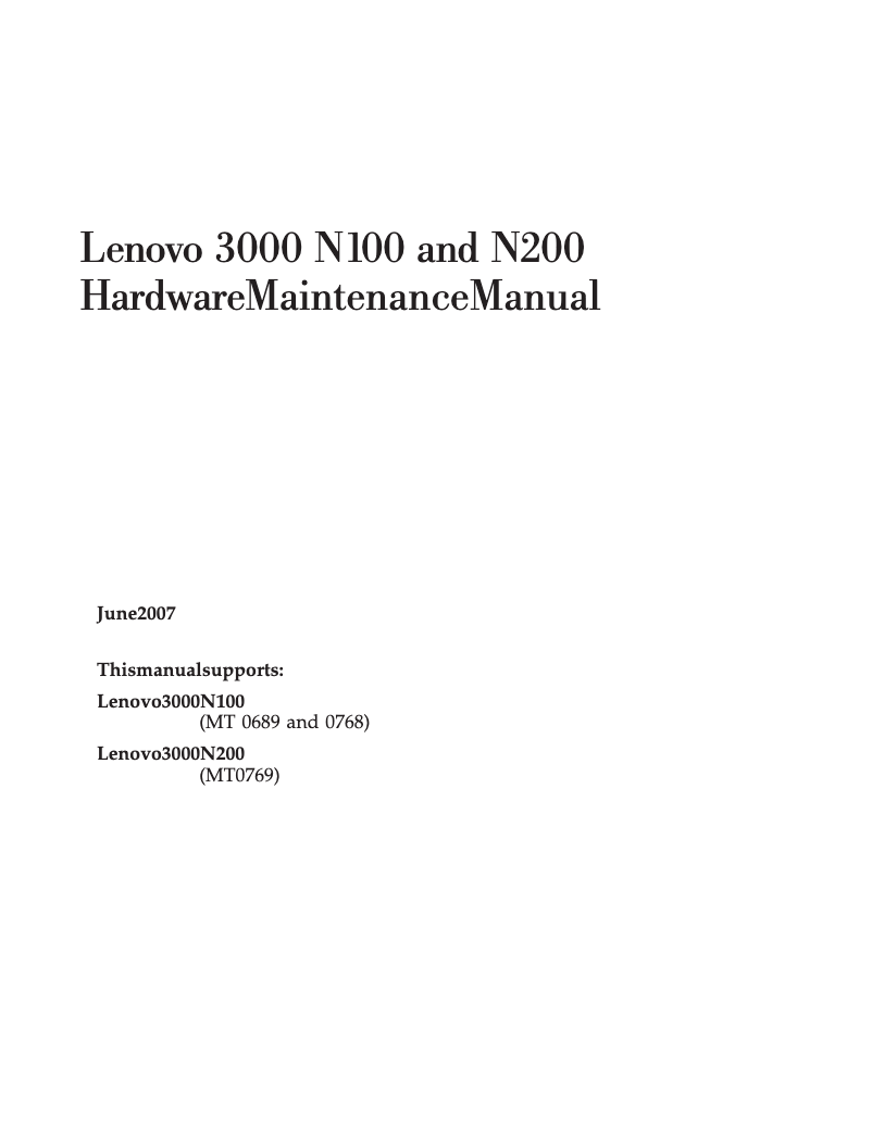 Page 1 de la notice Manuel utilisateur Lenovo 3000 N100