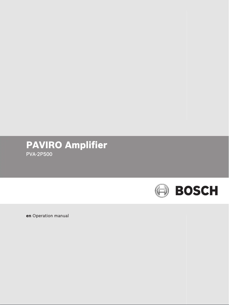 Image de la première page du manuel de l'appareil PAVIRO PVA-2P500