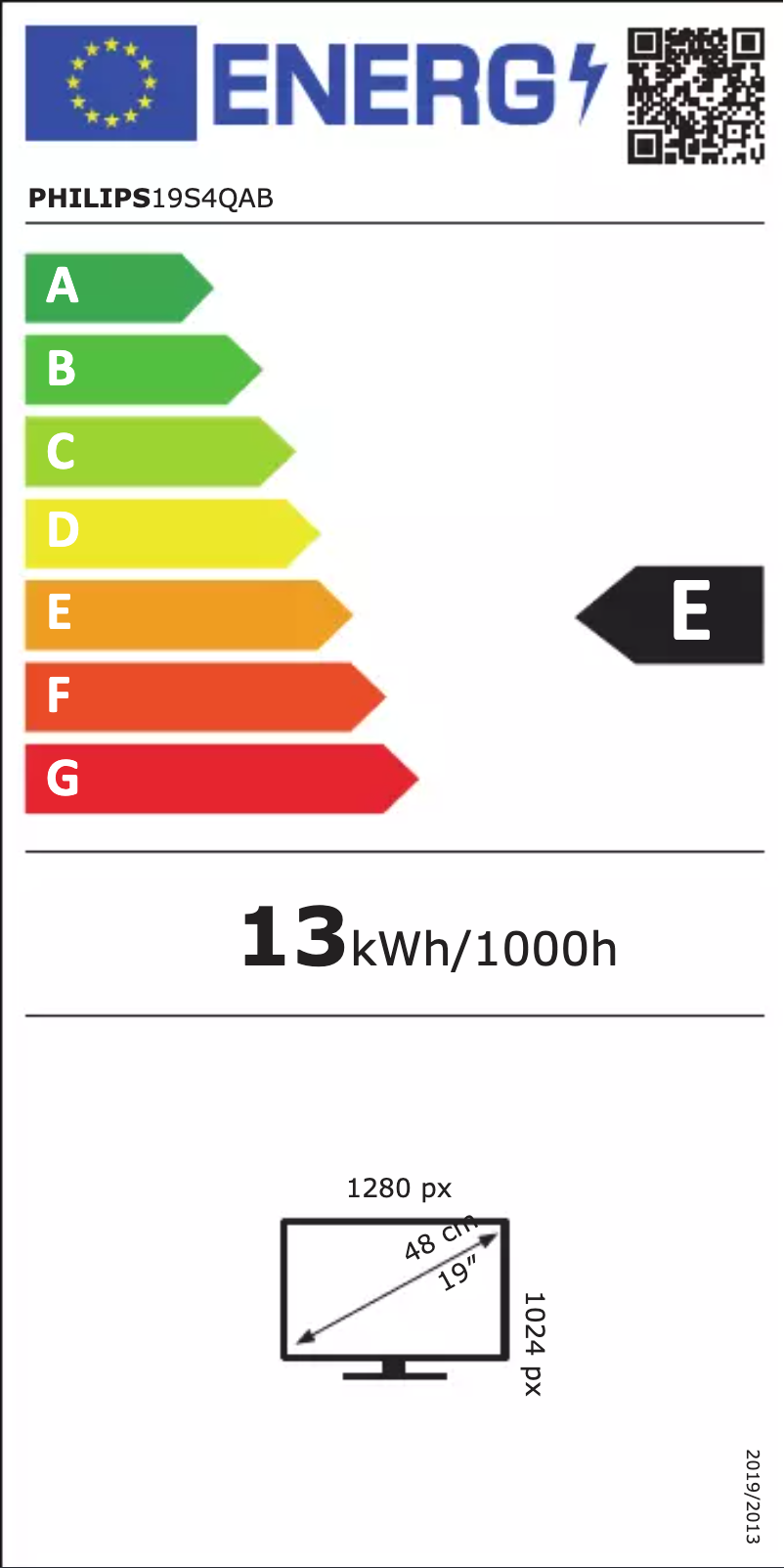 Page n°1 - Label énergétique Philips 19S4QAB