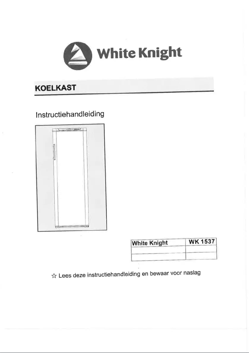 Page n°1 - Manuel utilisateur White Knight WK 1537