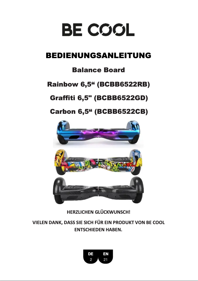 Page 1 de la notice Manuel utilisateur Be Cool BCBB6522RB