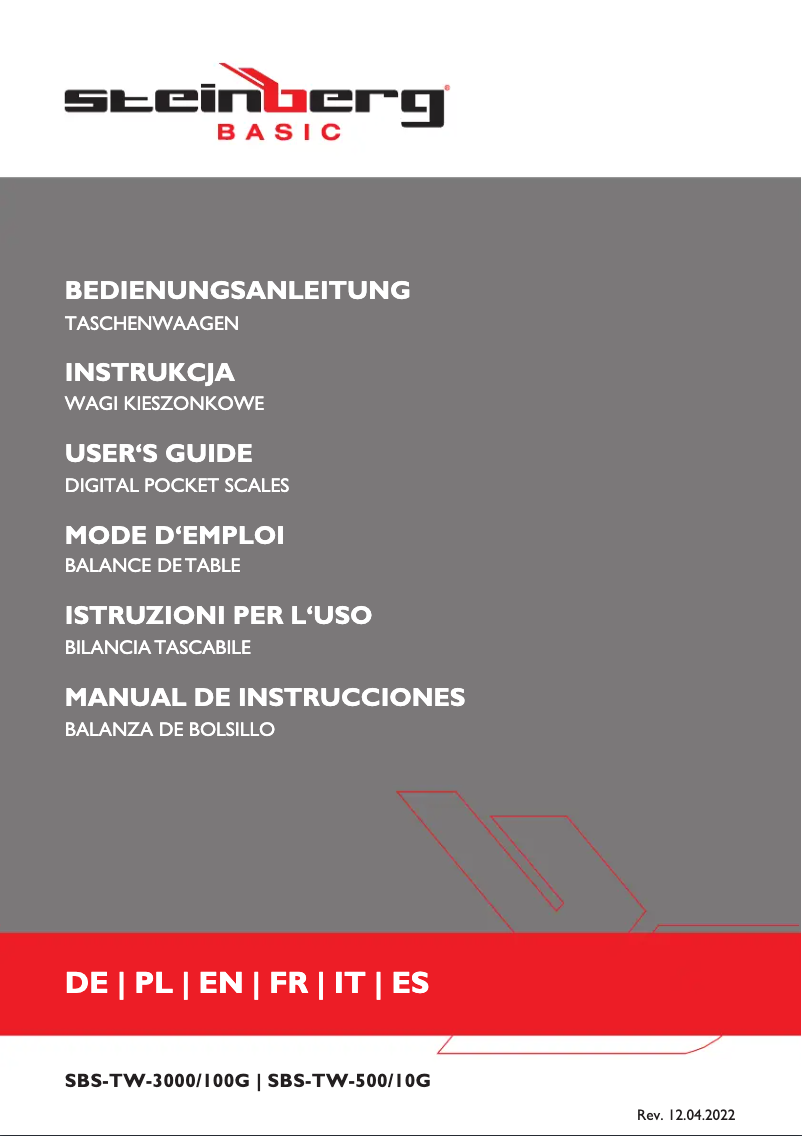 Page 1 de la notice Manuel utilisateur Steinberg SBS-TW-500/10G