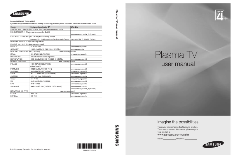 Image de la première page du manuel de l'appareil PS42C455B1W