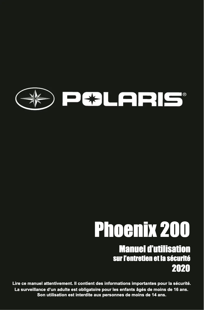 Page n°1 - Manuel utilisateur Polaris Phoenix 200 (2020)