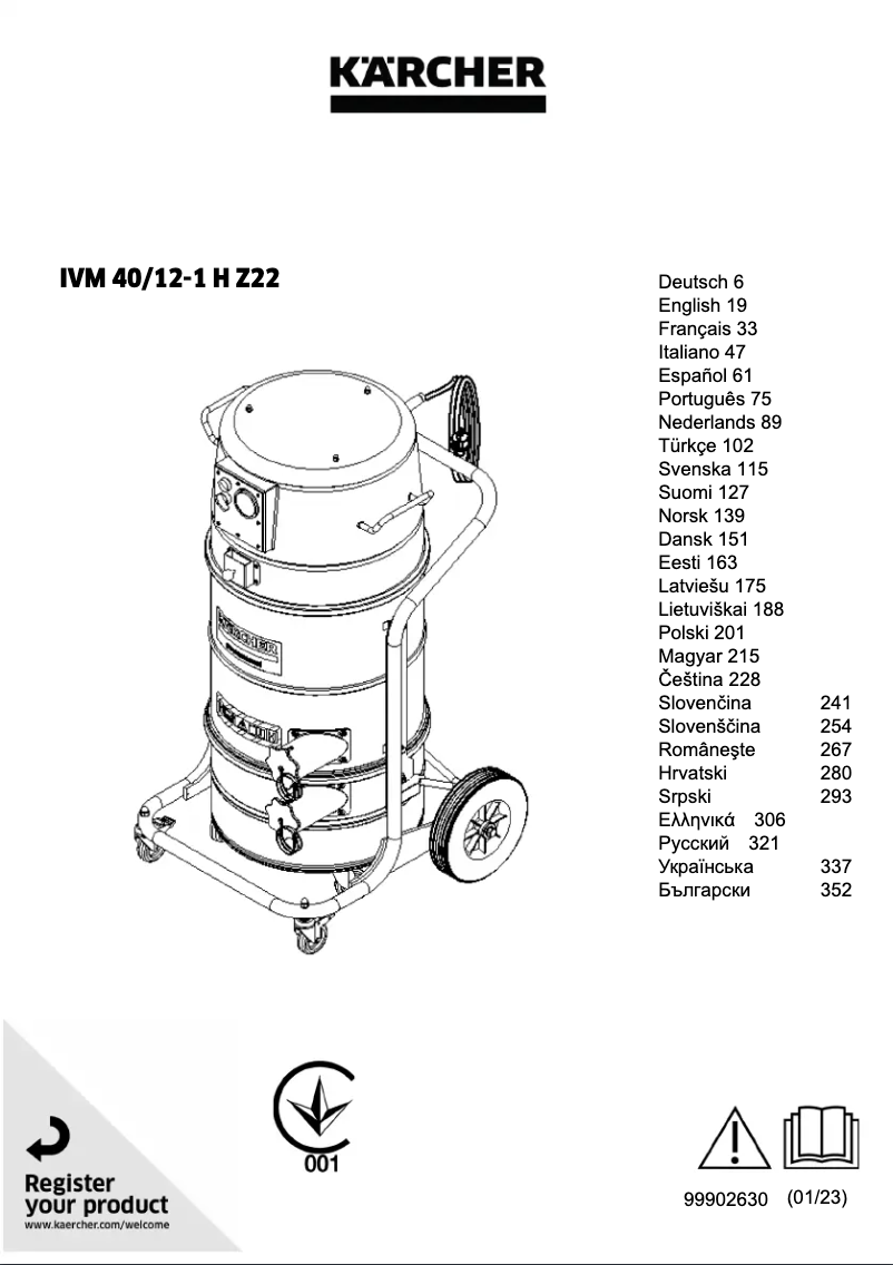 Page 1 de la notice Manuel utilisateur Kärcher IVM 40/12-1 H Z22