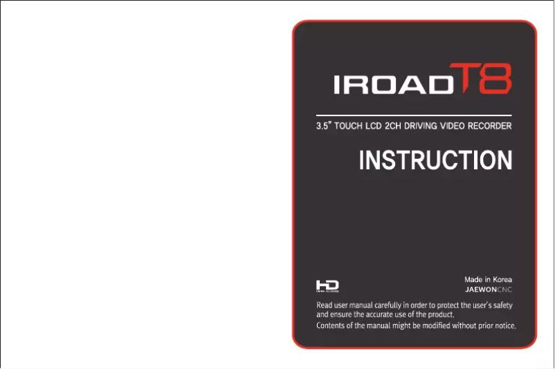 Page 1 of the manual User Manual iRoad T8
