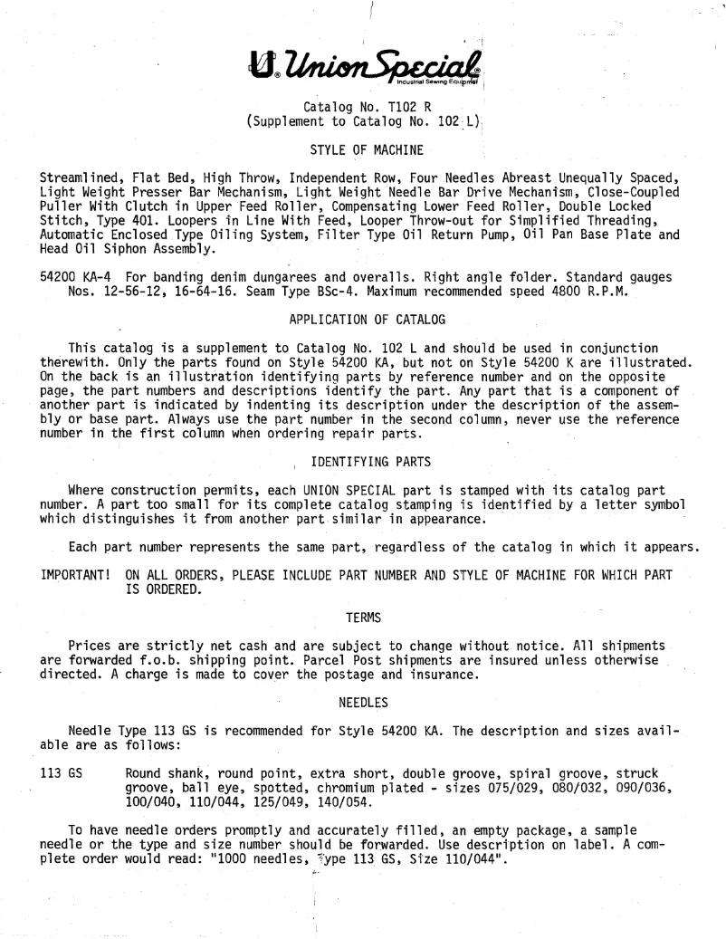 Page 1 de la notice Manuel utilisateur Union Special 54200KA