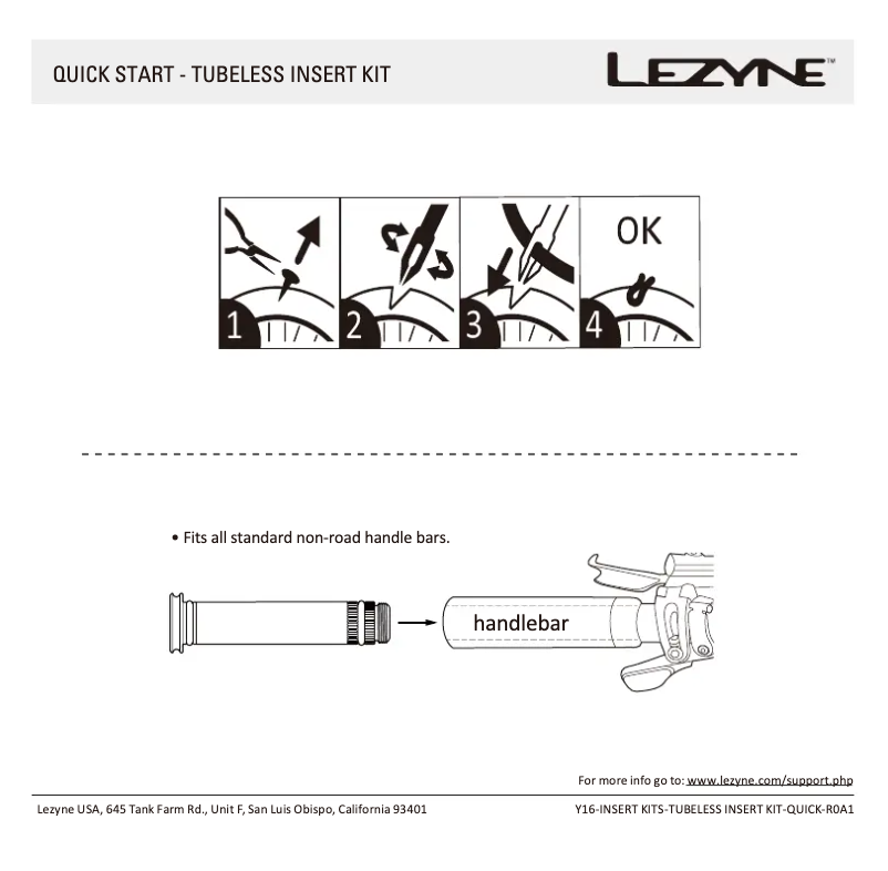 First page image of the manual for Tubeless Insert Kit