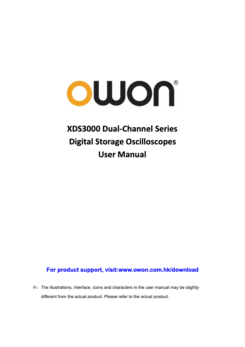 Page 1 de la notice Manuel utilisateur Owon XDS3000