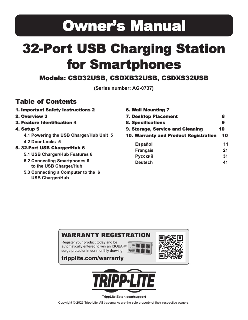 Page n°1 - Manuel utilisateur Tripp Lite CSCXS16USB