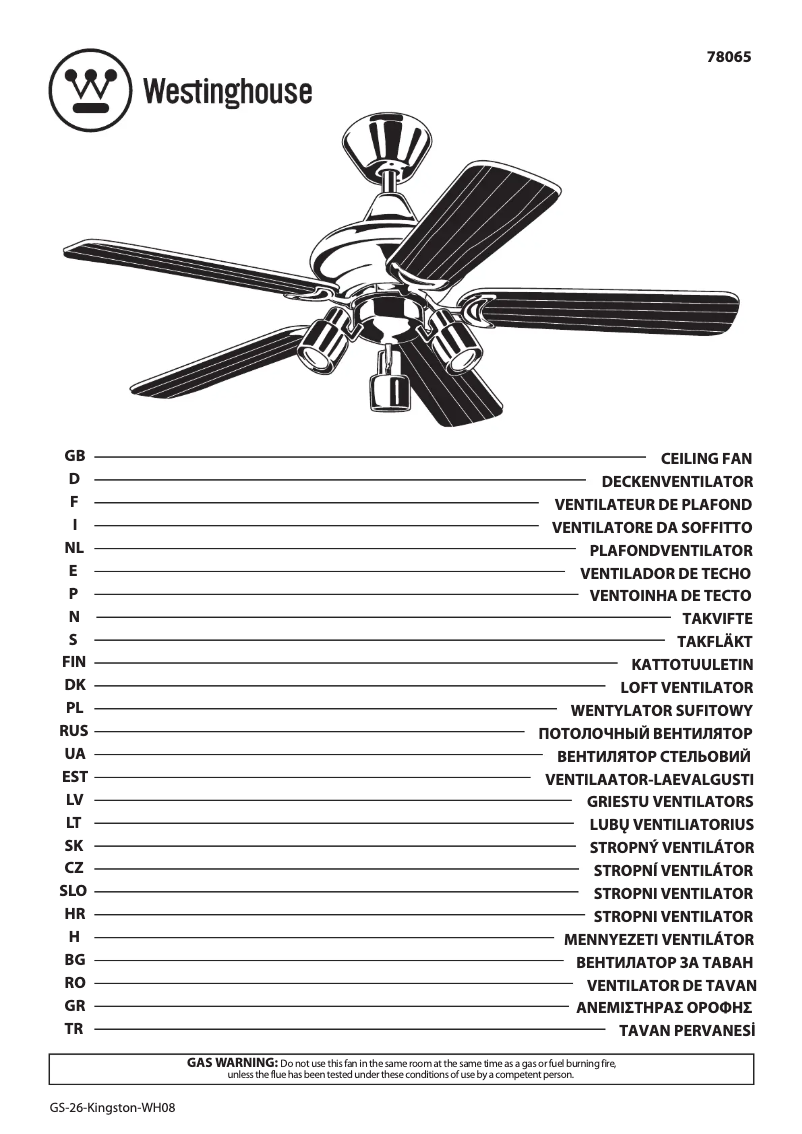 Page n°1 - Manuel utilisateur Westinghouse 78065