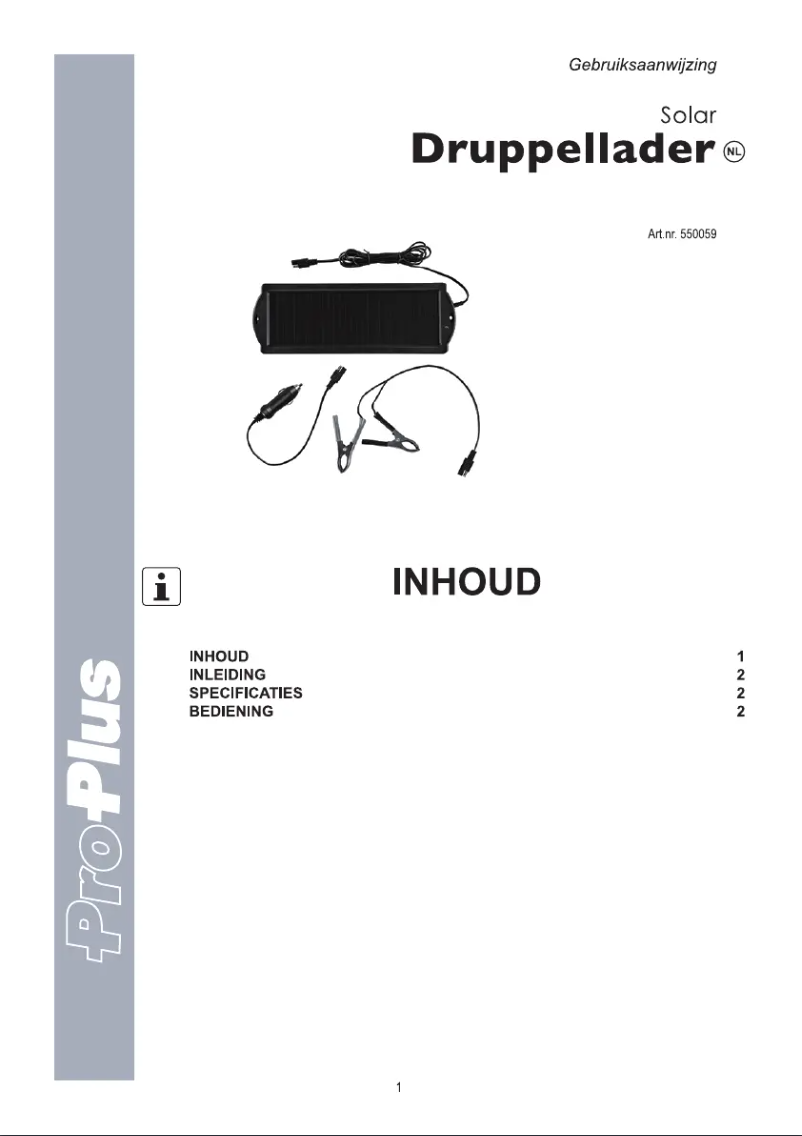 Page n°1 - Manuel utilisateur ProPlus A550059