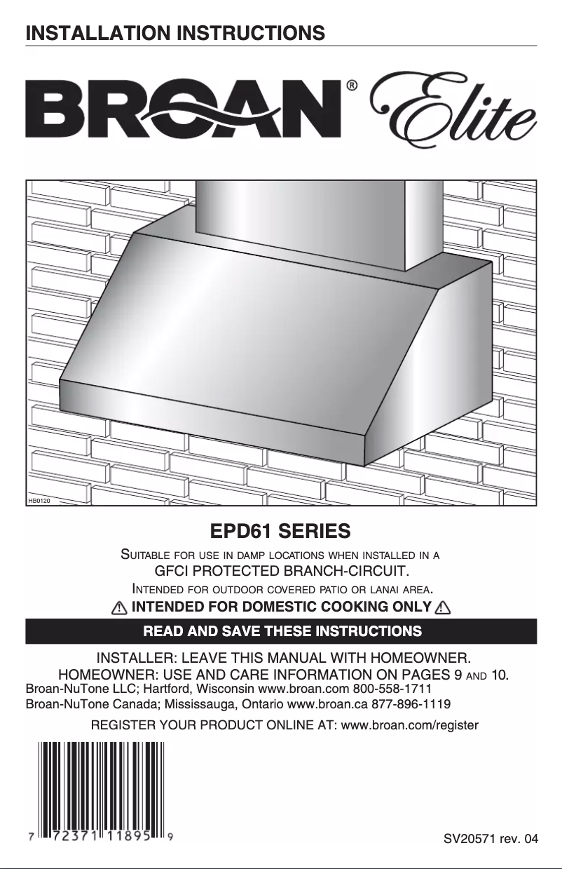 Image de la première page du manuel de l'appareil EPD6160SS