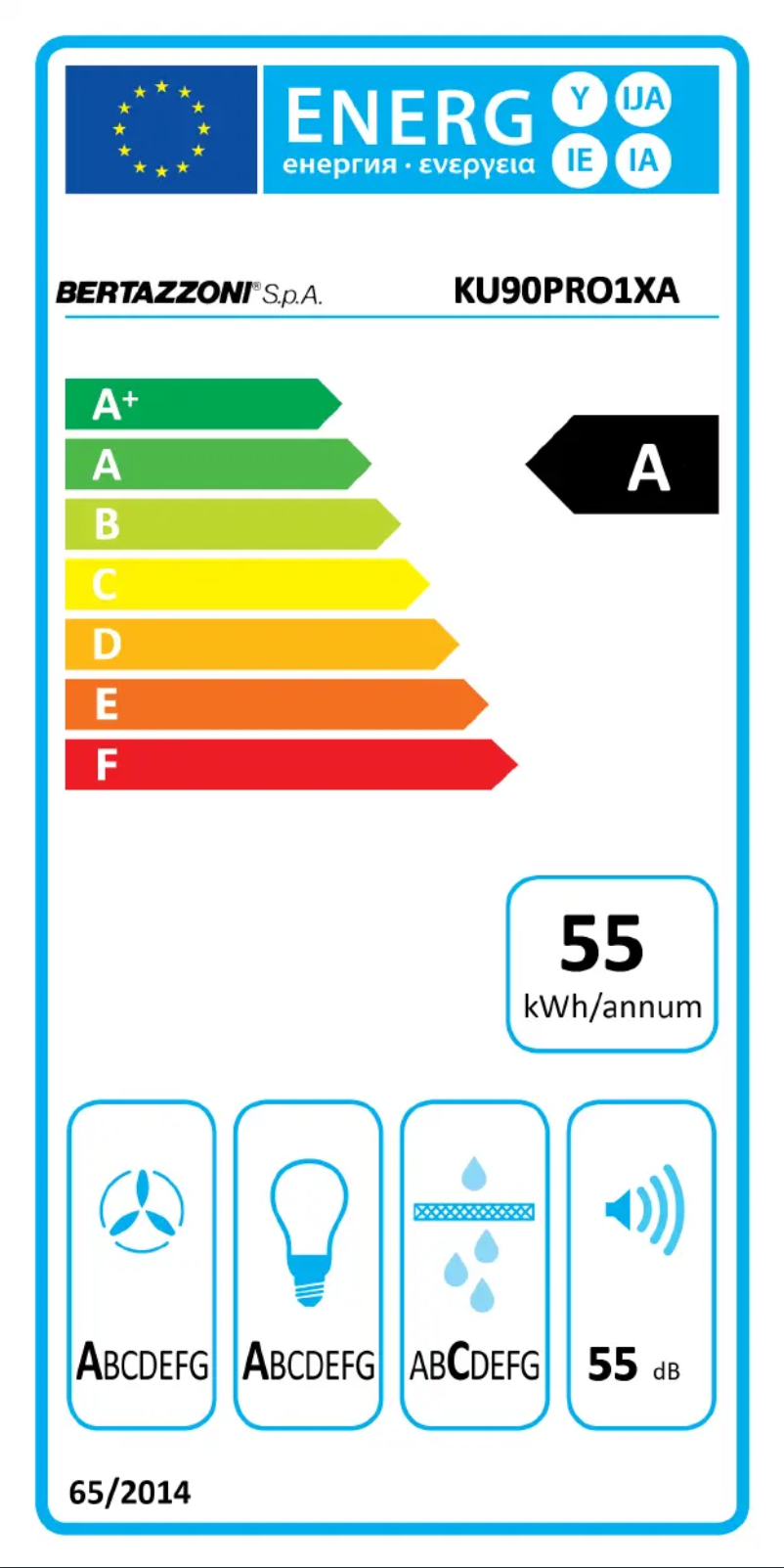 Page 1 de la notice Label énergétique Bertazzoni KU90PRO1XA