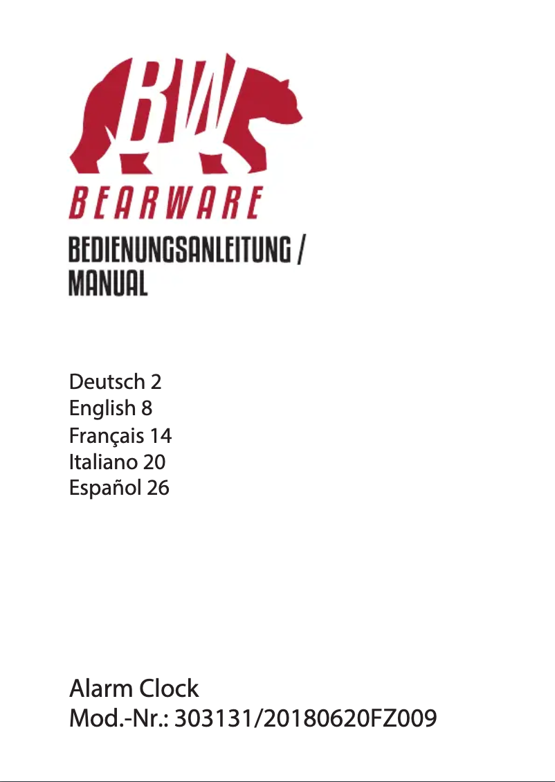 Page n°1 - Manuel utilisateur Bearware 303131