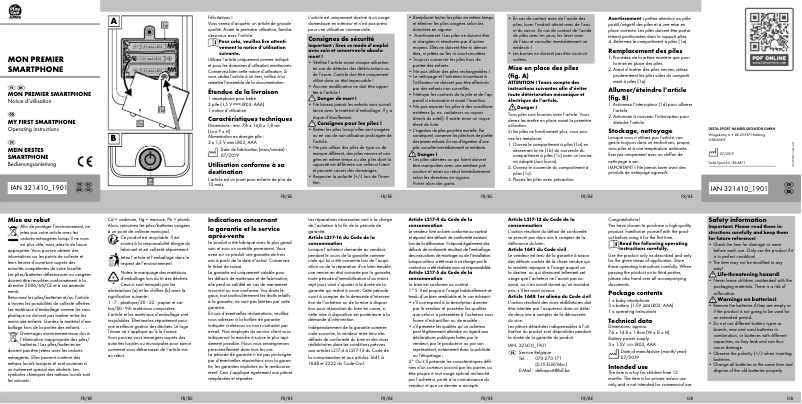 Page 1 de la notice Manuel utilisateur Playtive IAN 321410