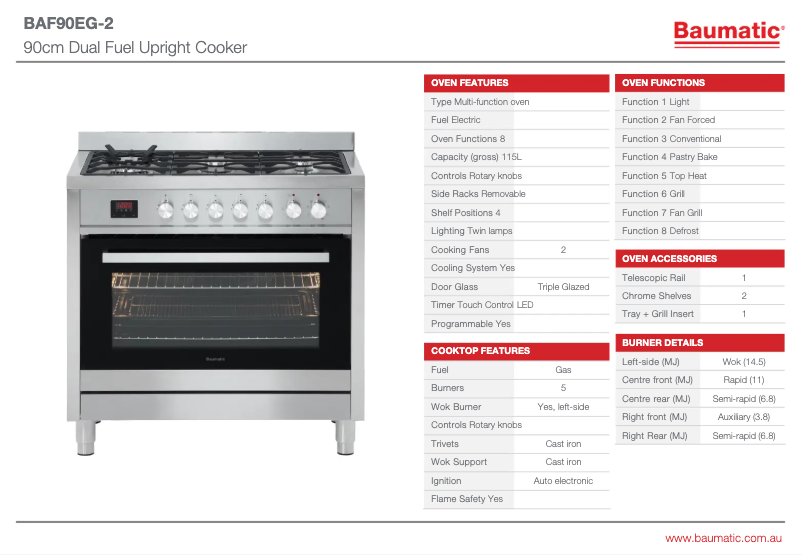 Page n°1 - Fiche technique Baumatic BAF90EG-2