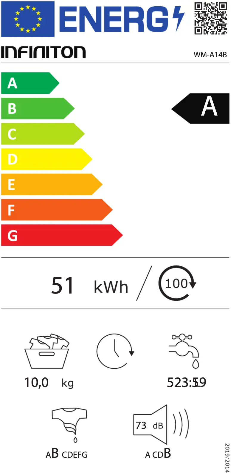 Page n°1 - Label énergétique Infiniton WM-A14B