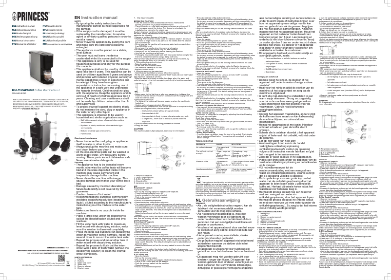 Page n°1 - Manuel utilisateur Princess Multi Capsule Coffee Machine 5-in-1 249451